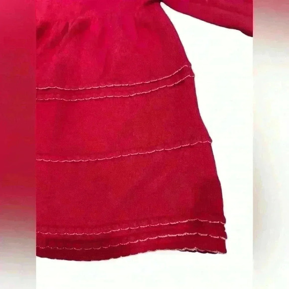 Janie and Jack Layette Little Rosebud Red Dress w/Silver Thread 6-12 Months - Picture 2 of 7